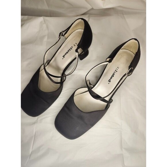 Unlisted VTG Satine Fabric Mary Jane Style Black Size 8.5 - Picture 1 of 7